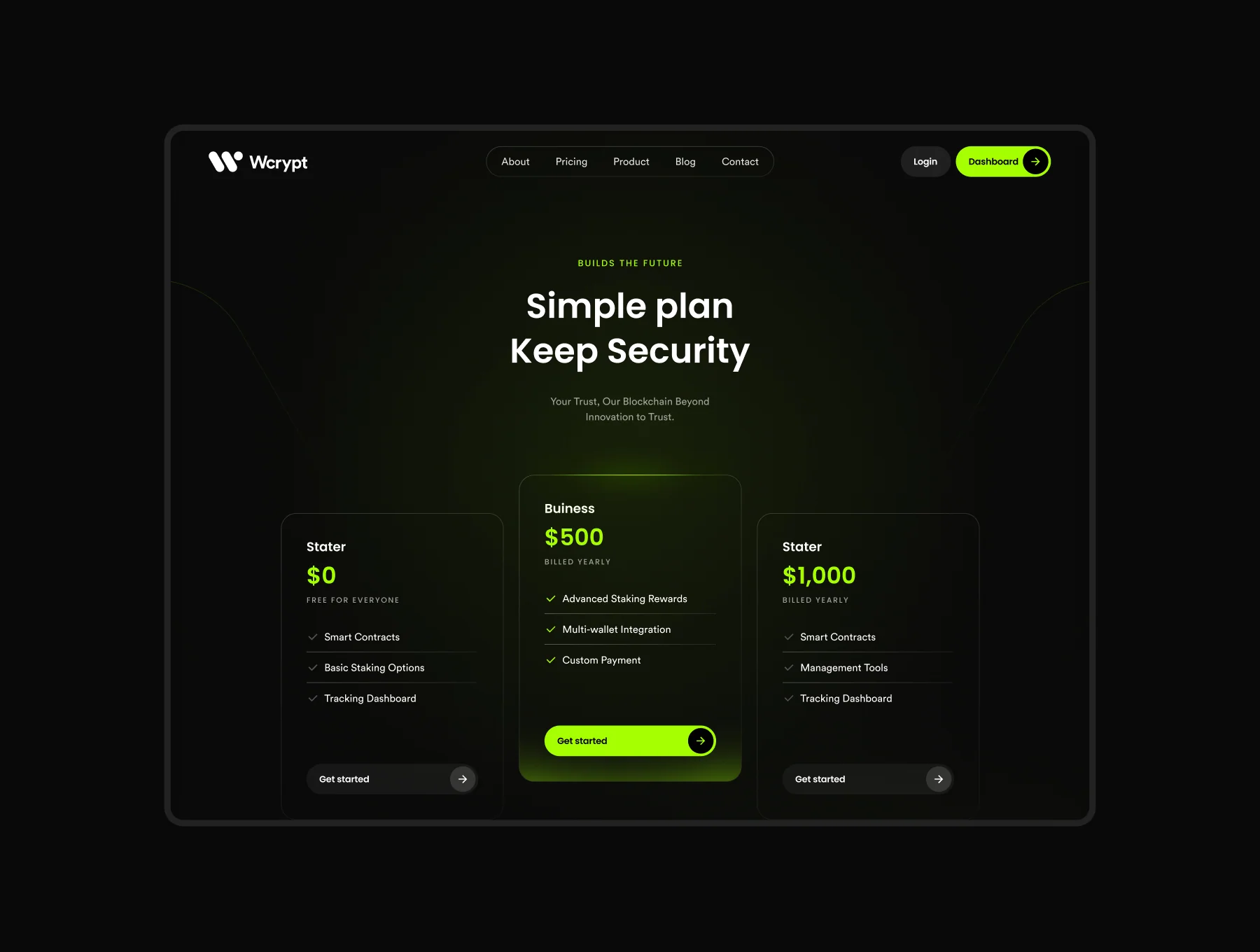 Wcrypt - Figma website, dashboard template 3