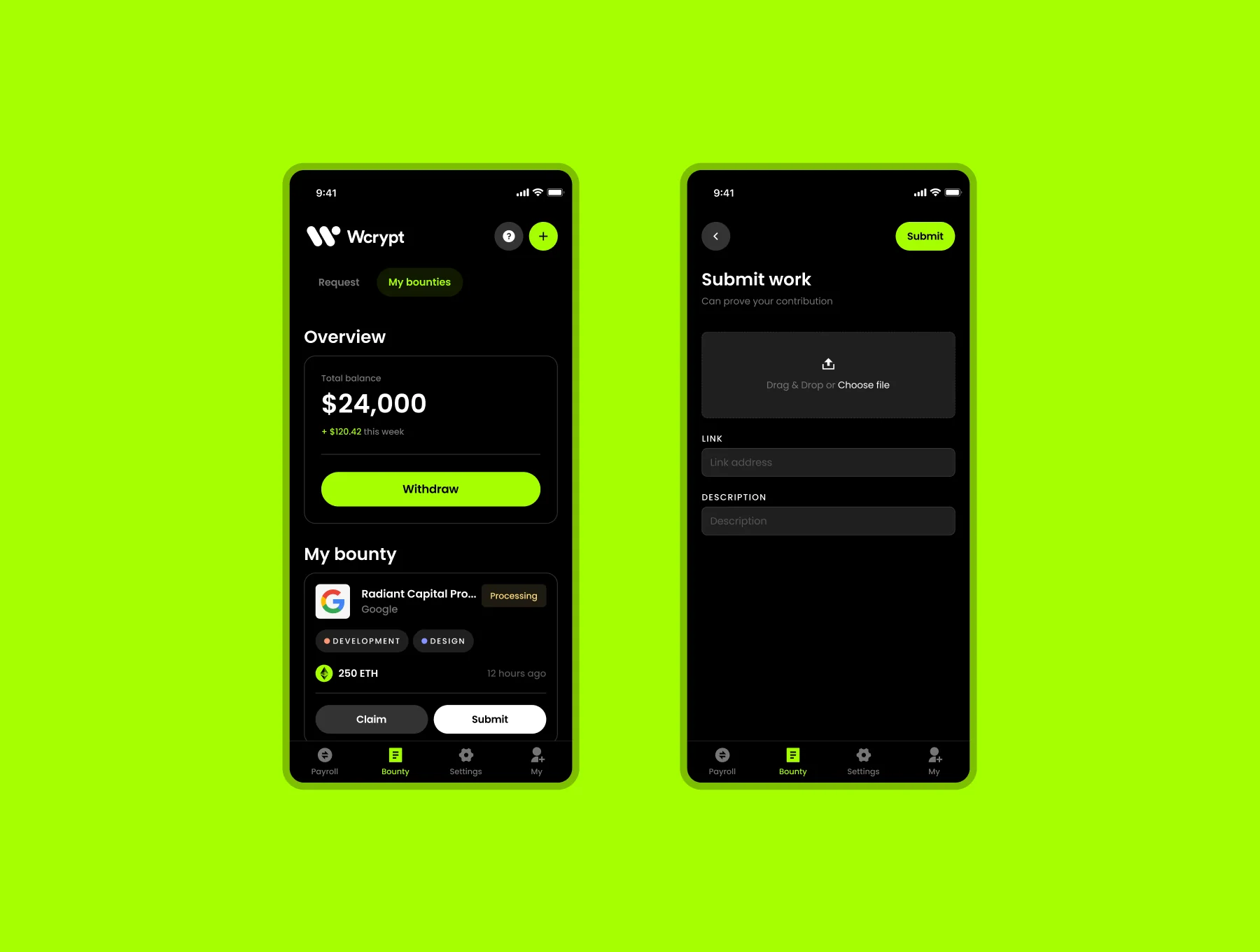 Wcrypt - Figma website, dashboard template 6