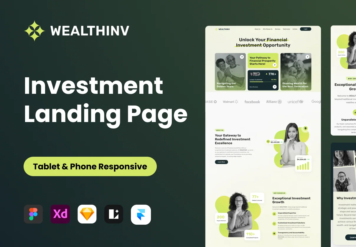 WealthInv - Investment Landing Page Template