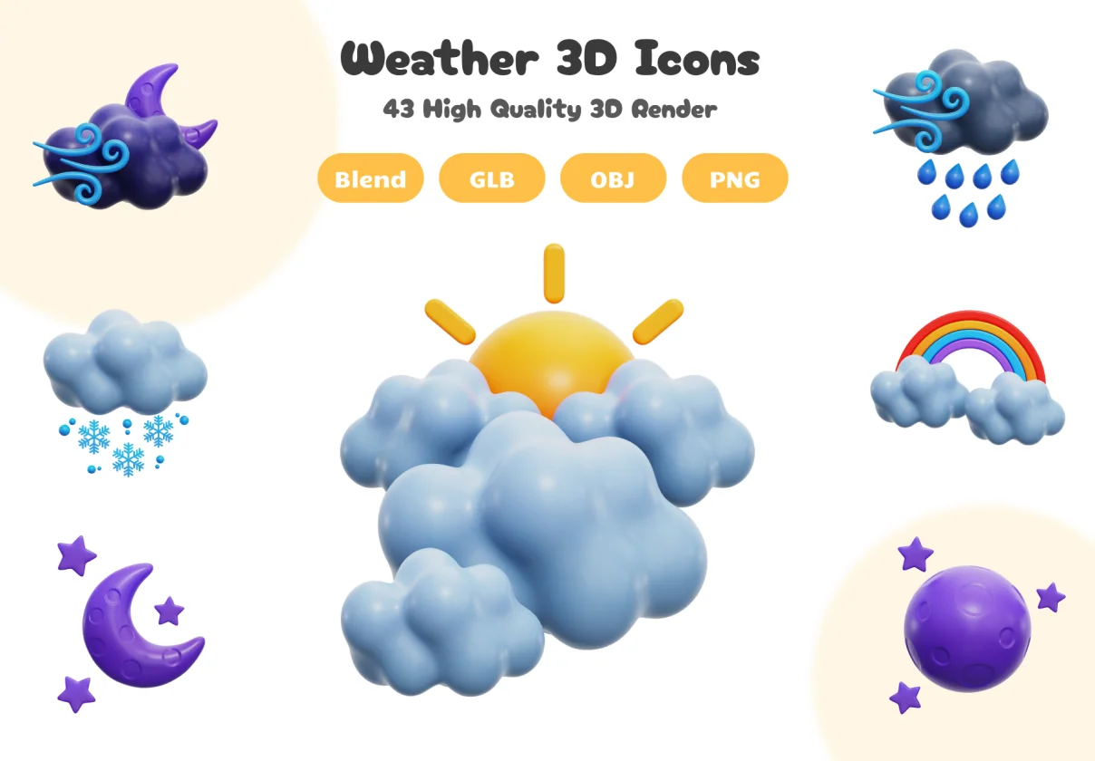Weather 3D Icons Set