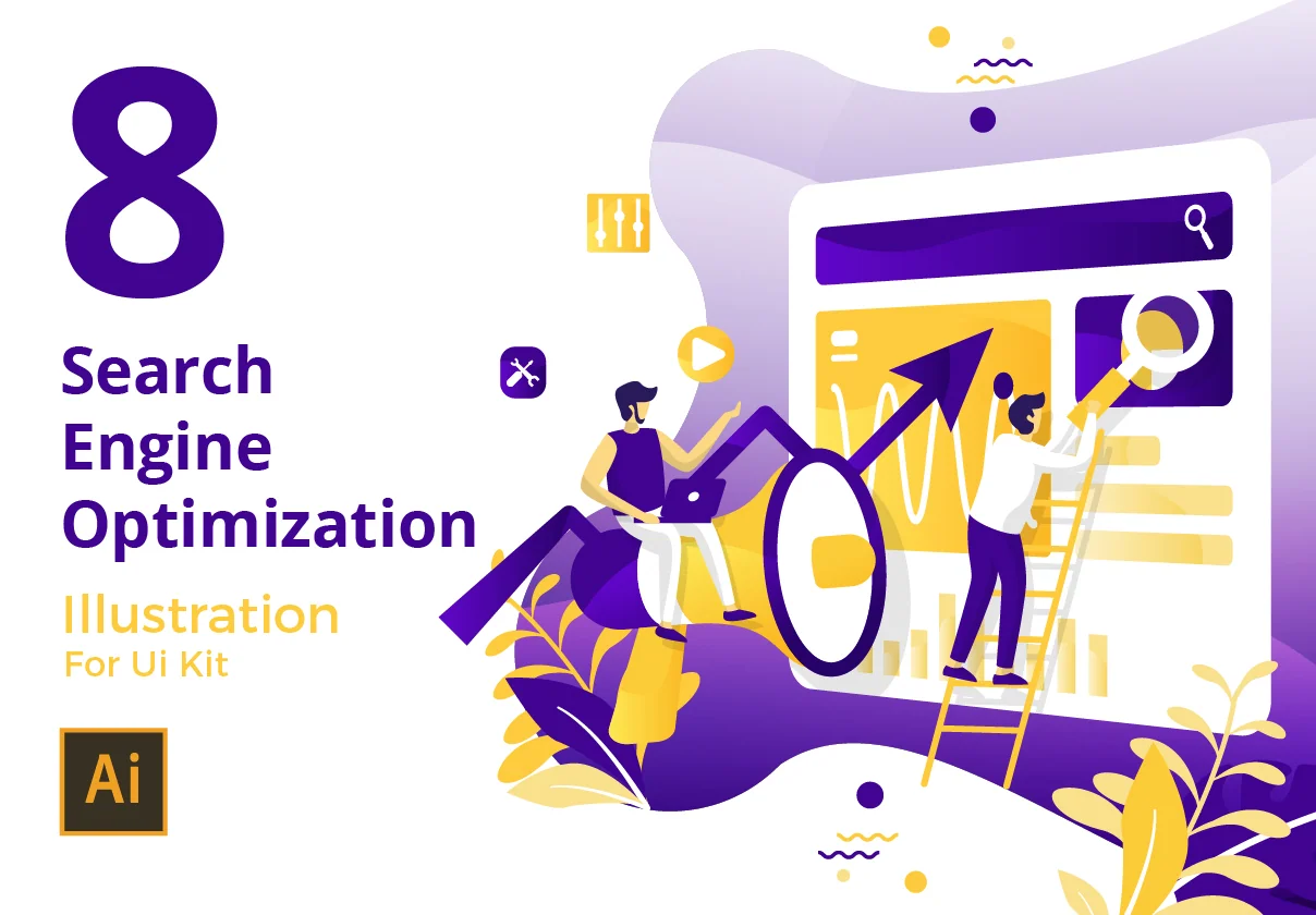 Search Engine Optimization set Illustration