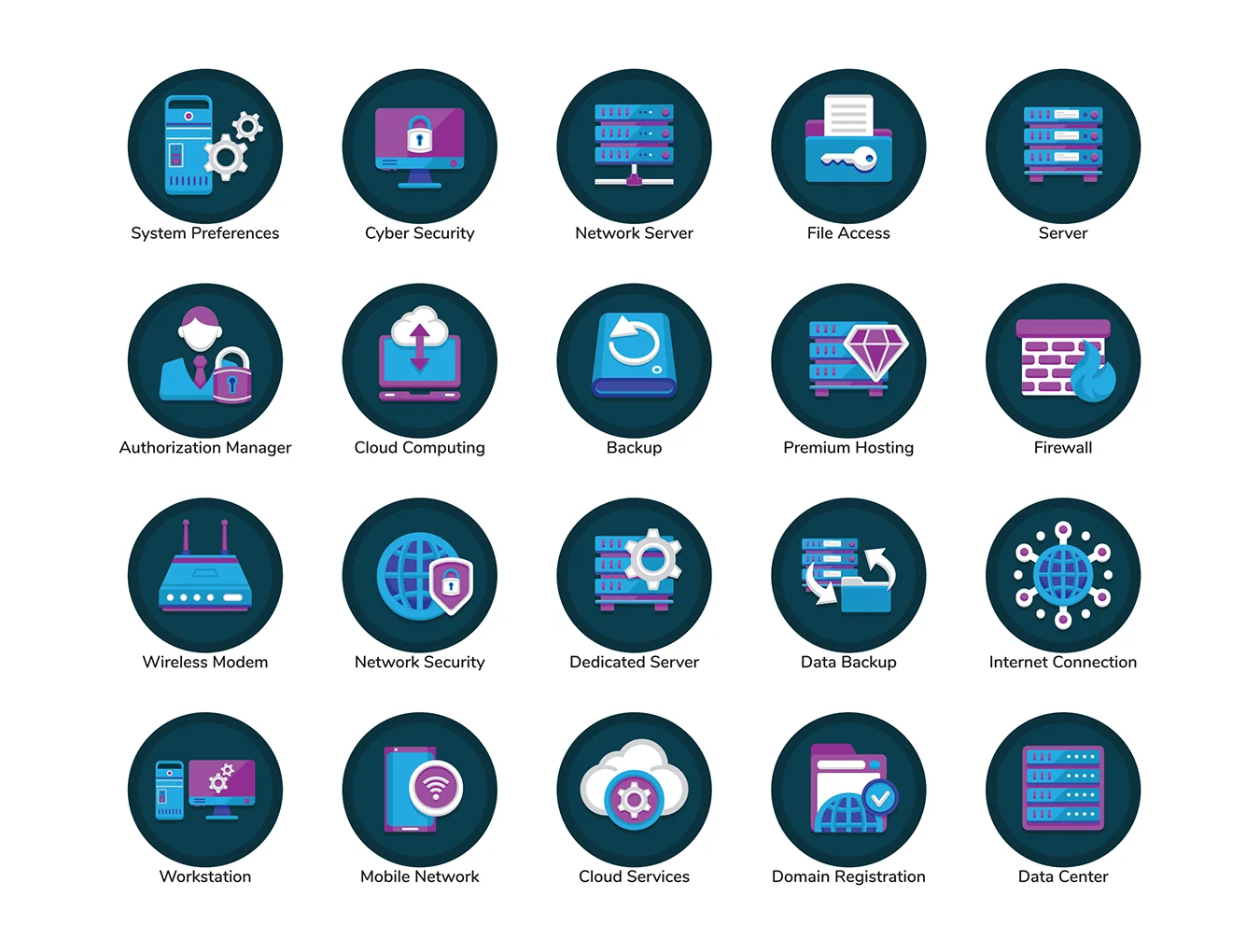 100 Web Hosting Icons | Orchid Series 2