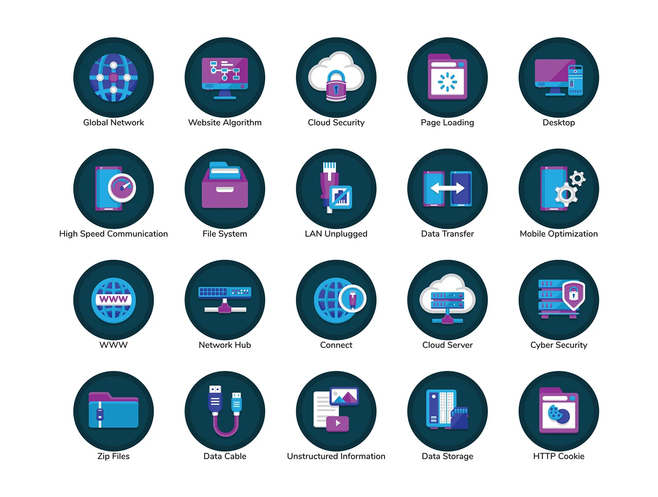 100 Web Hosting Icons | Orchid Series 3