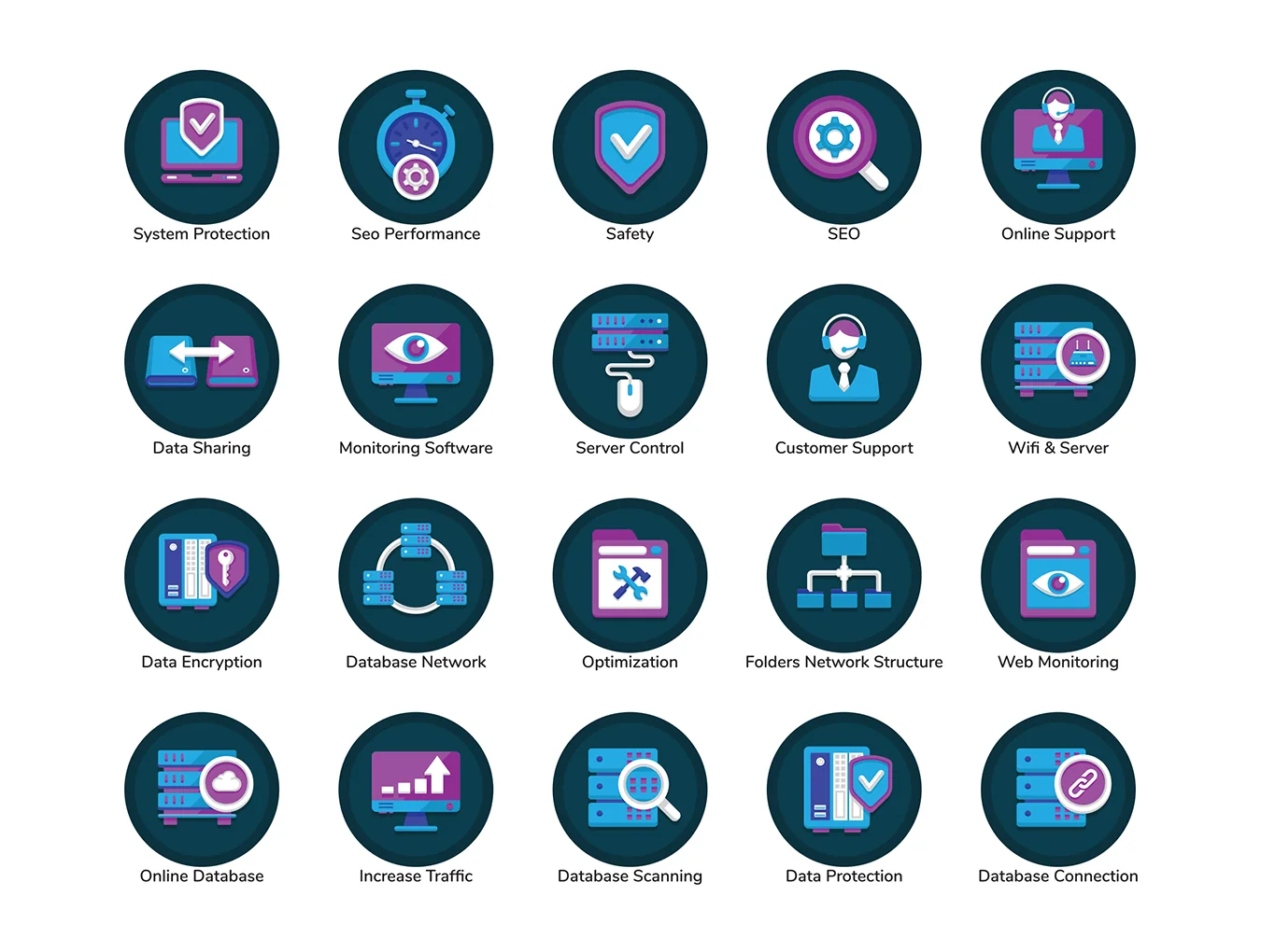100 Web Hosting Icons | Orchid Series 4