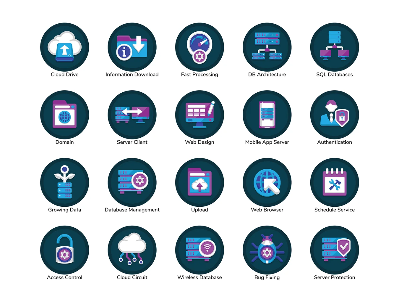 100 Web Hosting Icons | Orchid Series 5