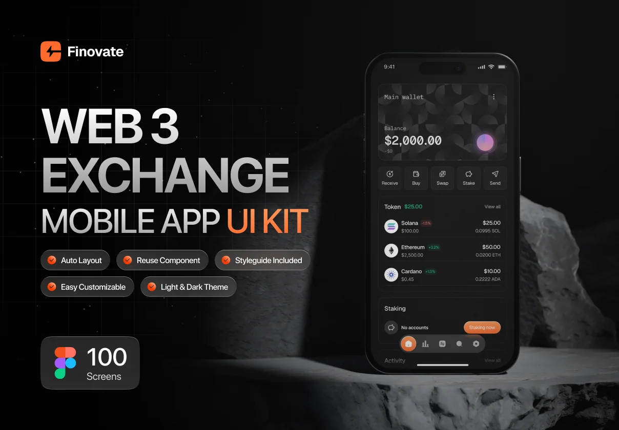 Web3 Crypto Mobile App UI Kit - Finovate