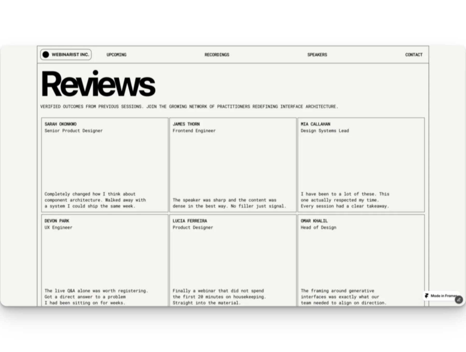 Webinarist- Framer Template 2