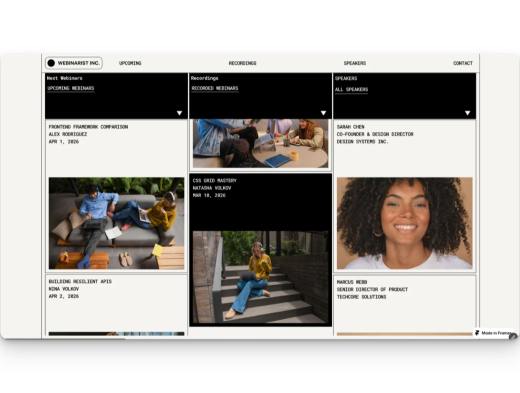 Webinarist- Framer Template 3