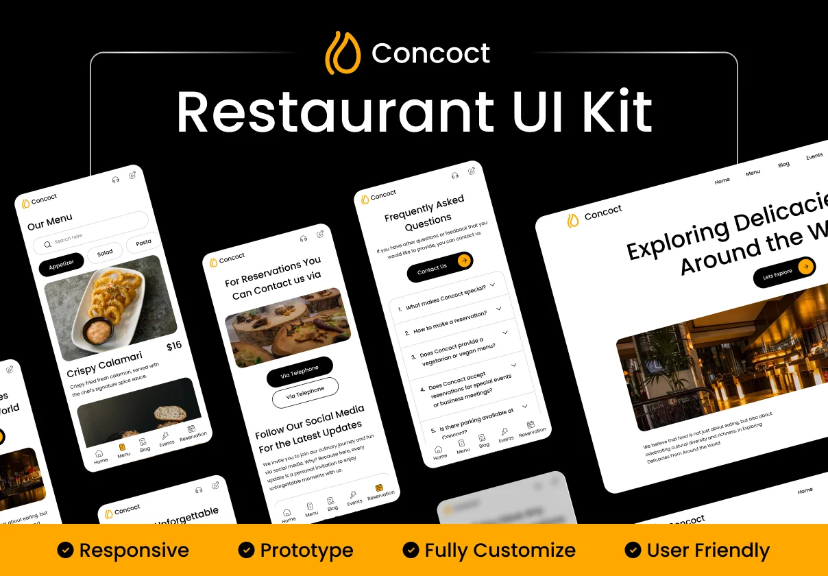 Website for Restaurant - UI Kit