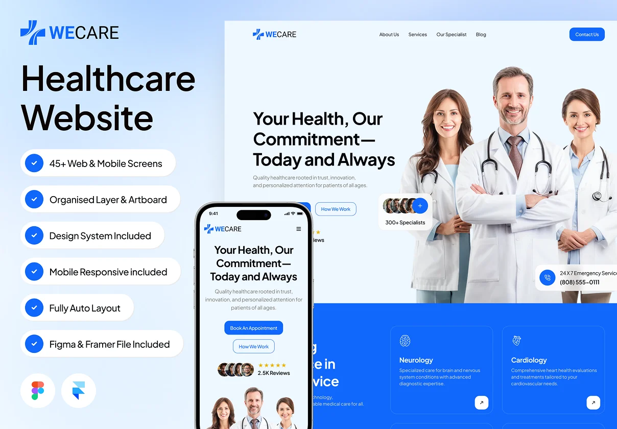 WeCare - Healthcare Website Framer Template