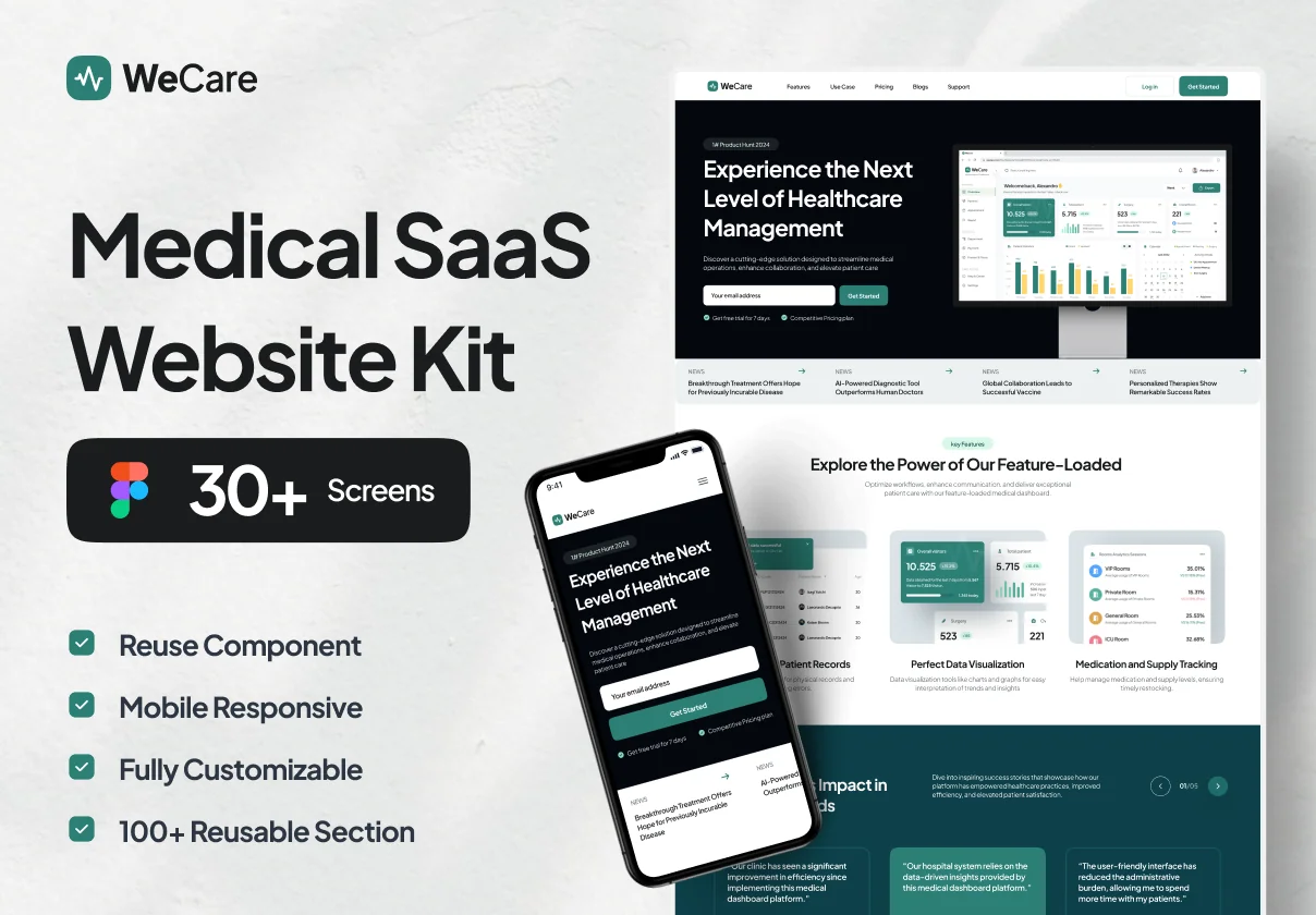 WeCare - Medical SaaS Website UI Kit