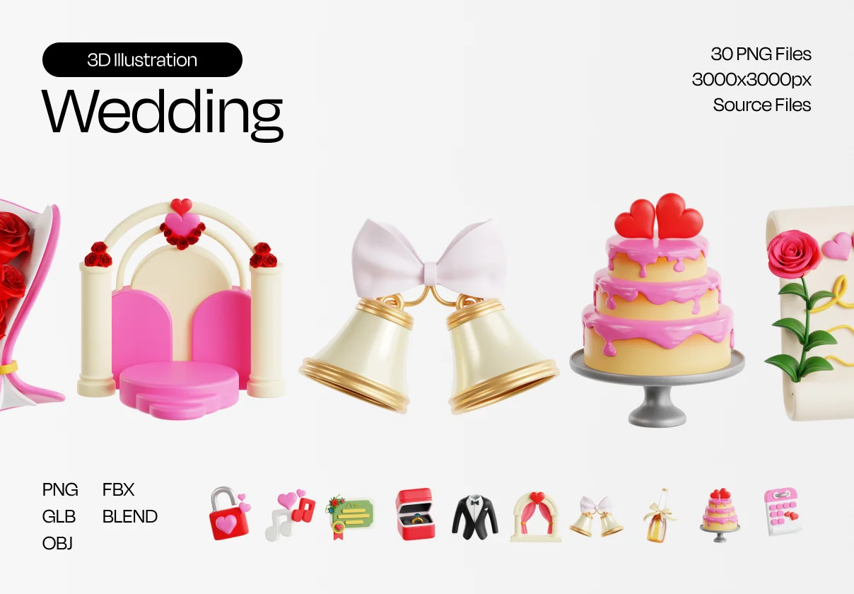 Wedding 3D Illustration