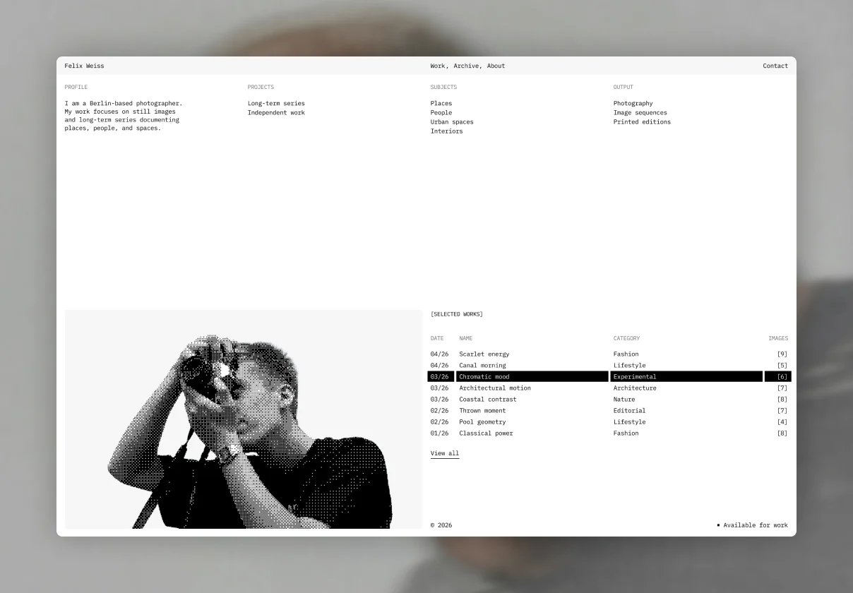 Weiss – Photography Portfolio