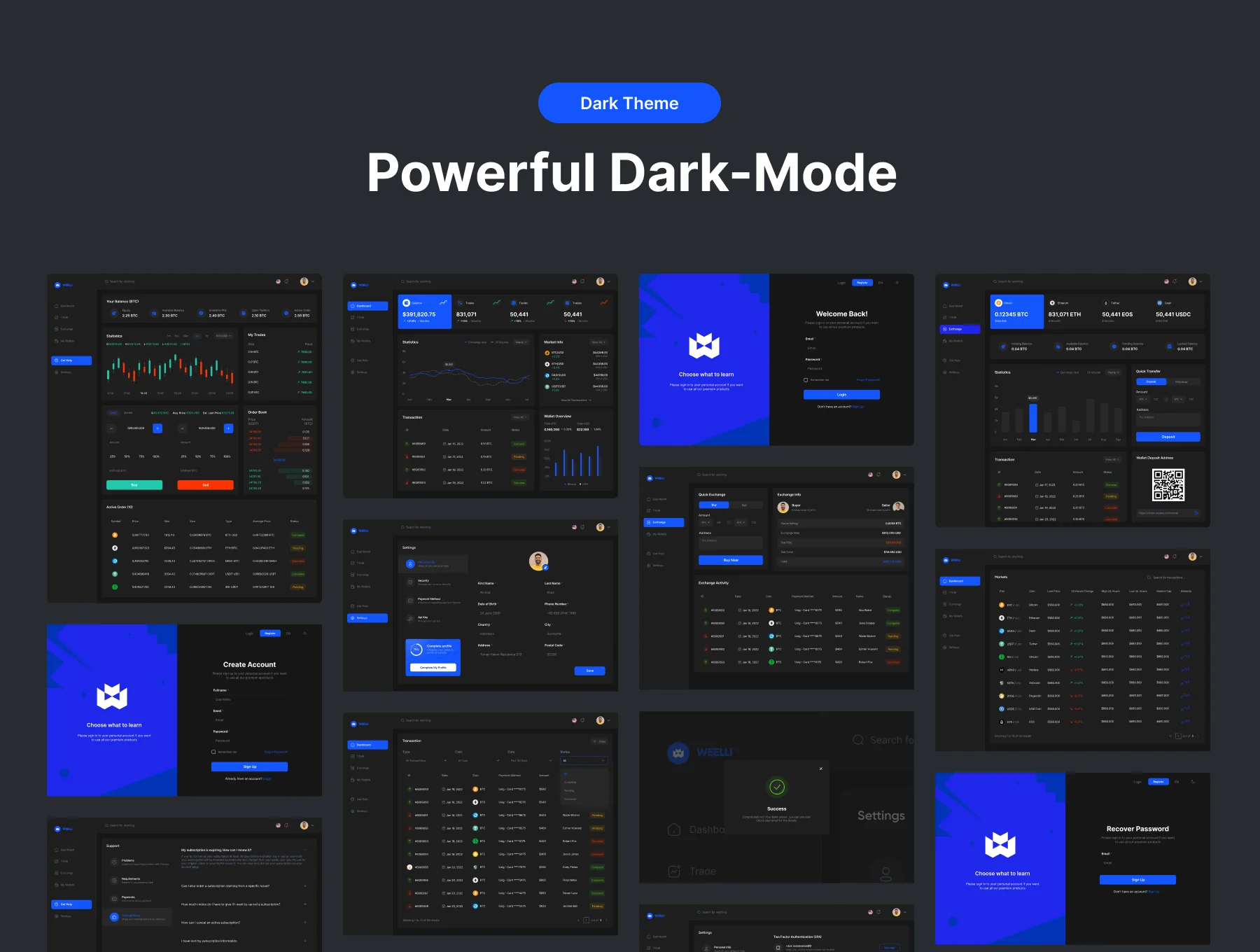 Welli - Dashboard Exchange Crypto UI KIT📈 2