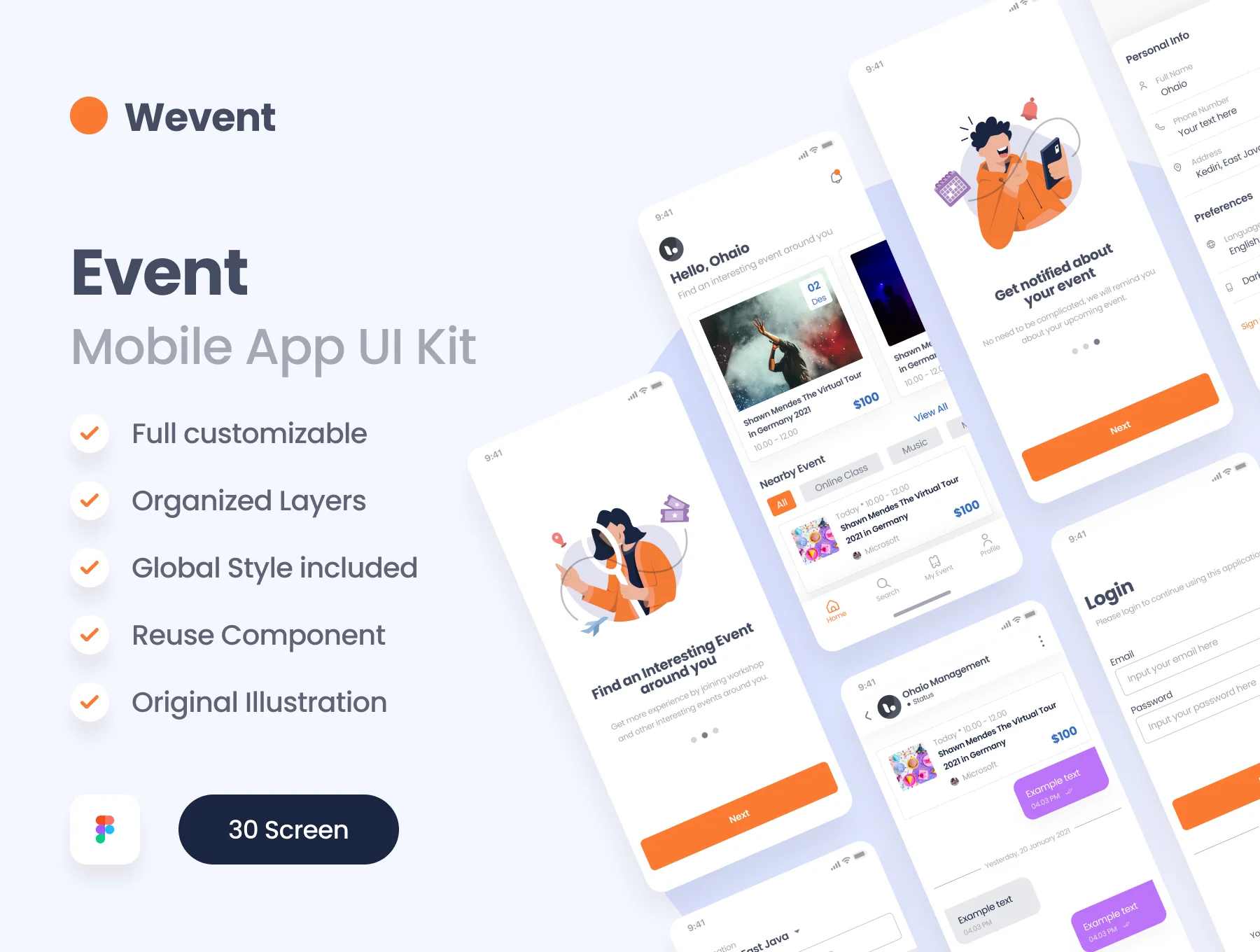 Wevent - Event Booking App UI Kit