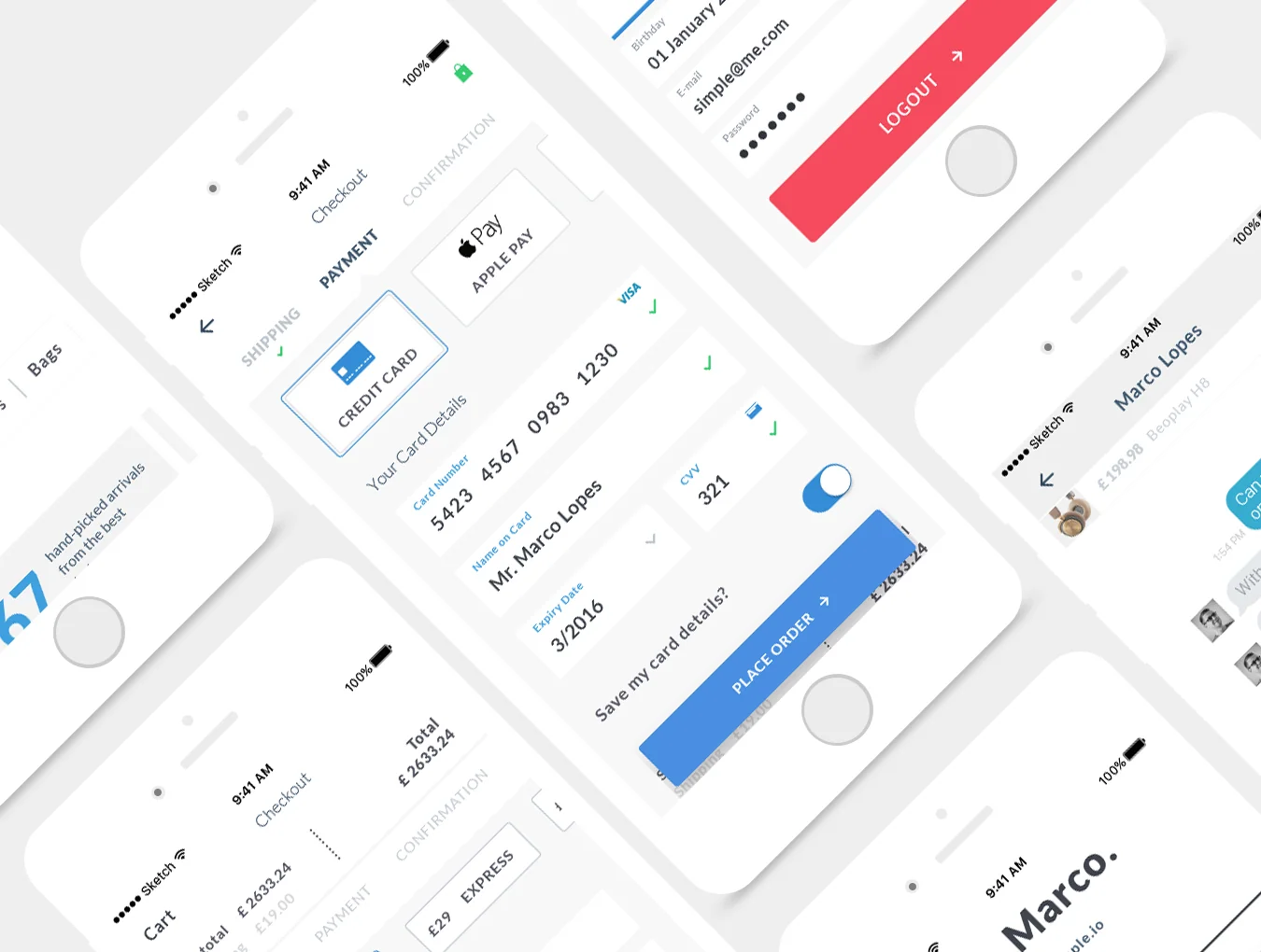 White & Bold iOS UI Kit 6