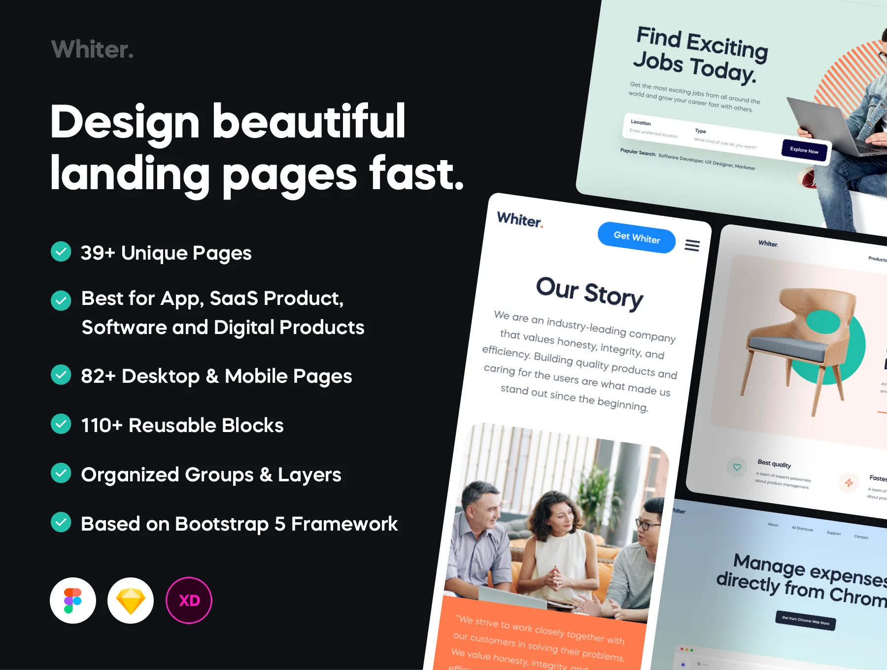 Whiter - Landing Page Design Template