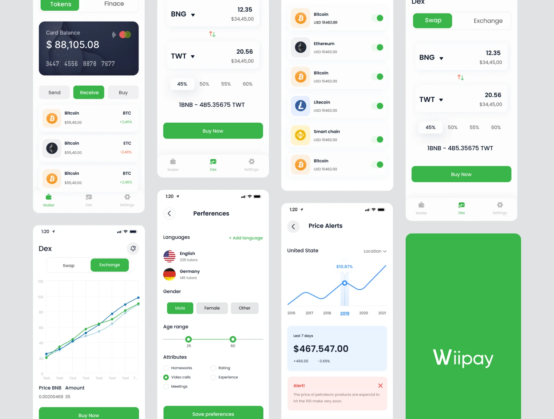 Wiipay - Crypto Blockchain Exchange Wallet Mobile App UI UX Design UI Kit 3
