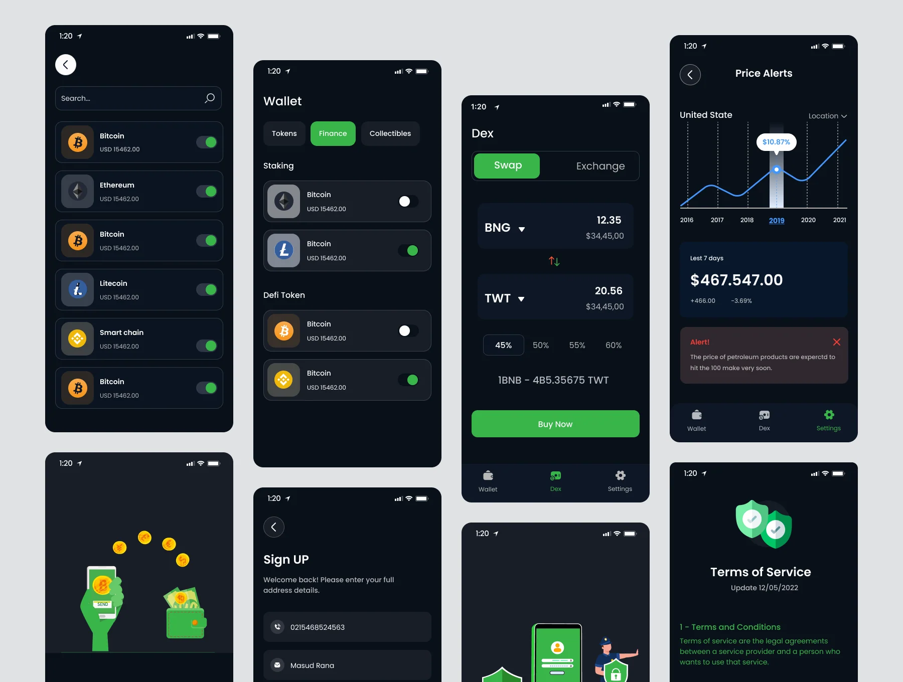 Wiipay - Crypto Blockchain Exchange Wallet Mobile App UI UX Design UI Kit 4