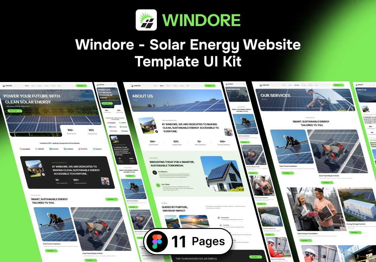 Windore - Solar Energy Website Template UI Kit