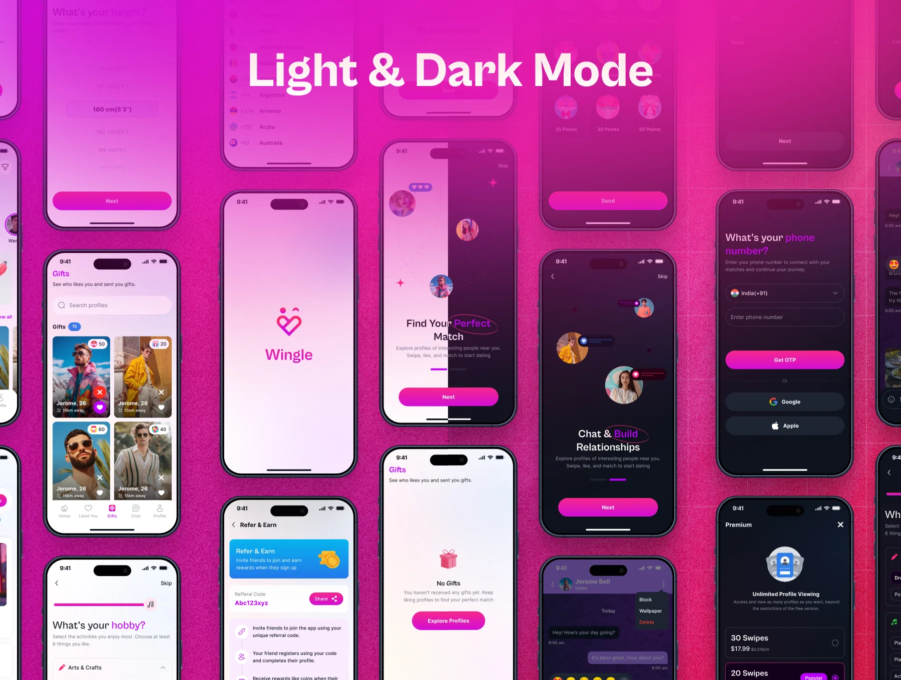 Wingle – Modern Dating App UI Kit (Light & Dark) 4
