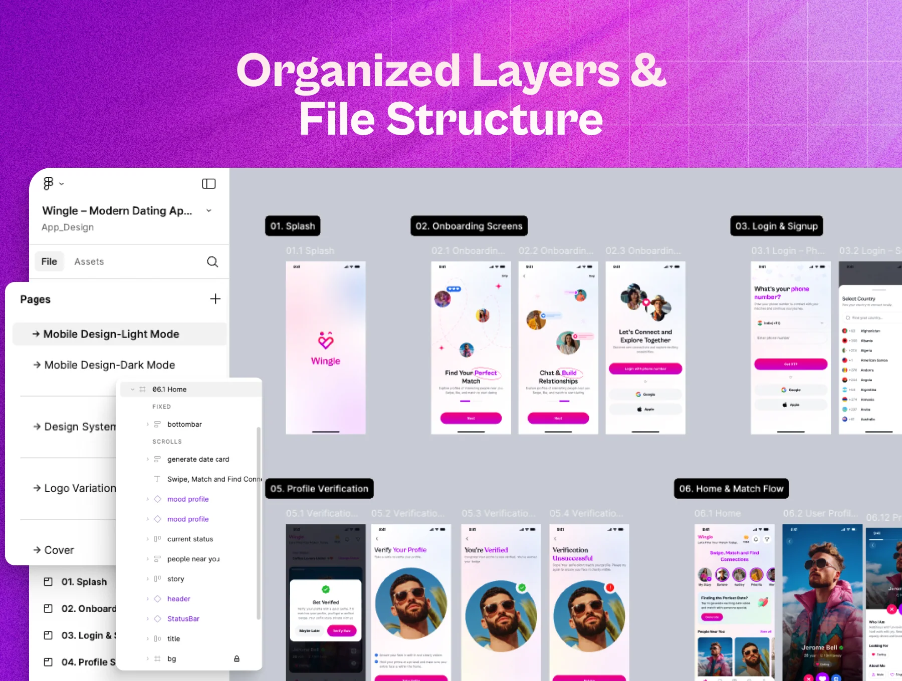 Wingle – Modern Dating App UI Kit (Light & Dark) 7