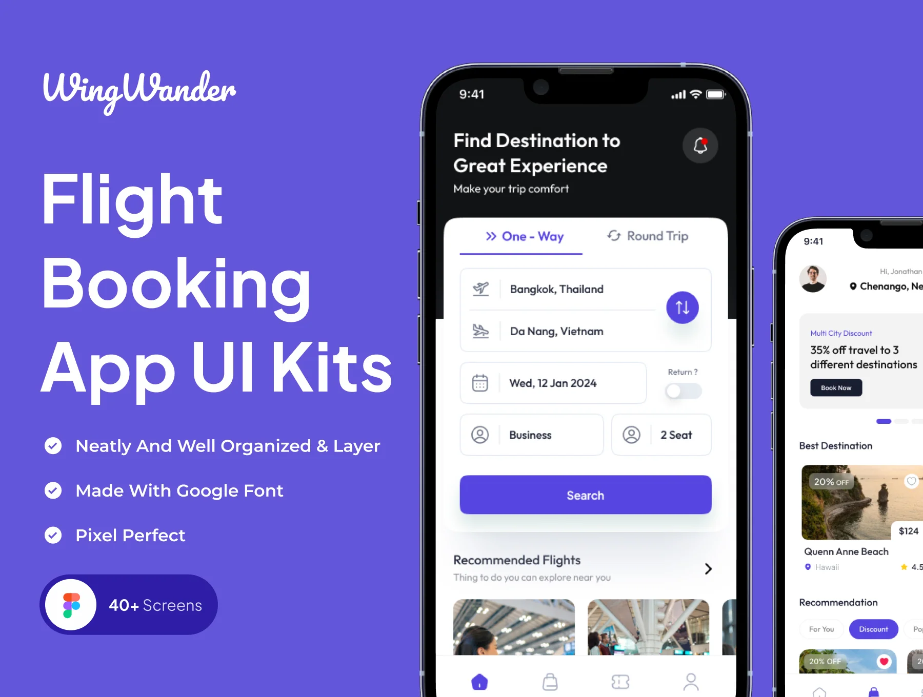 WingWander - Flight Booking App Ui Kits