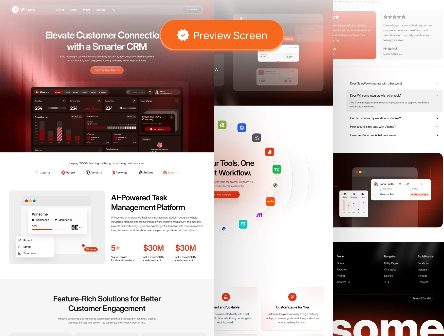 Winsome – Smart CRM & Workflow SaaS Website UI KIT 5