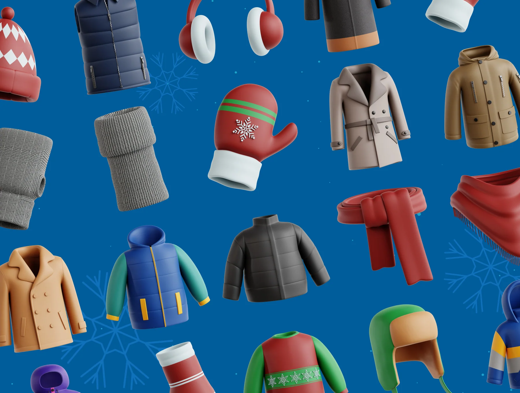 Winter Outwear 3D Icon Set 5