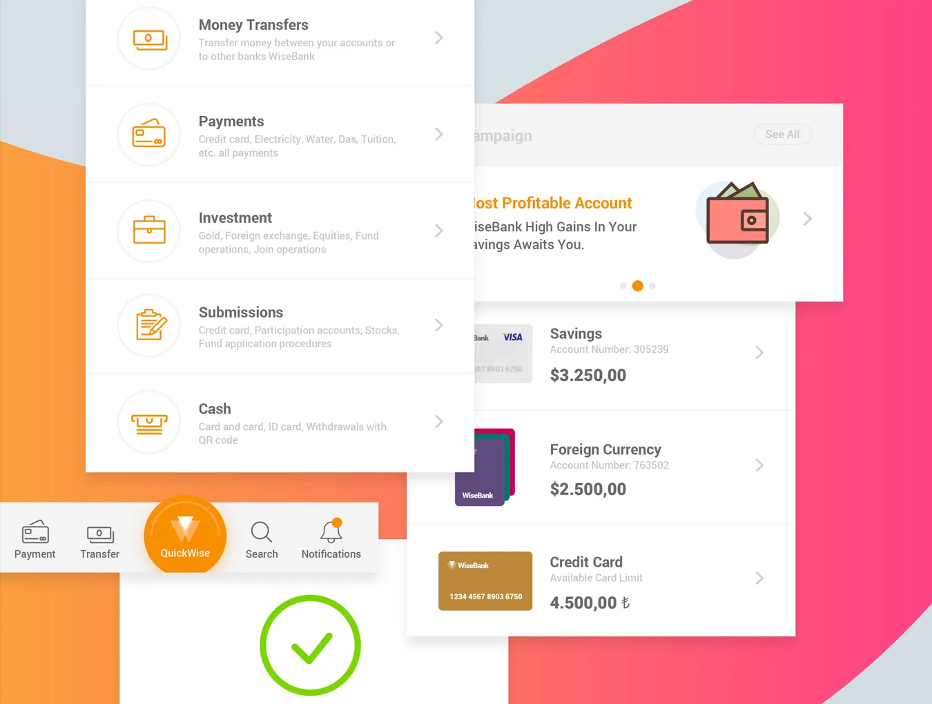 WiseBank iOS UI Kit 3