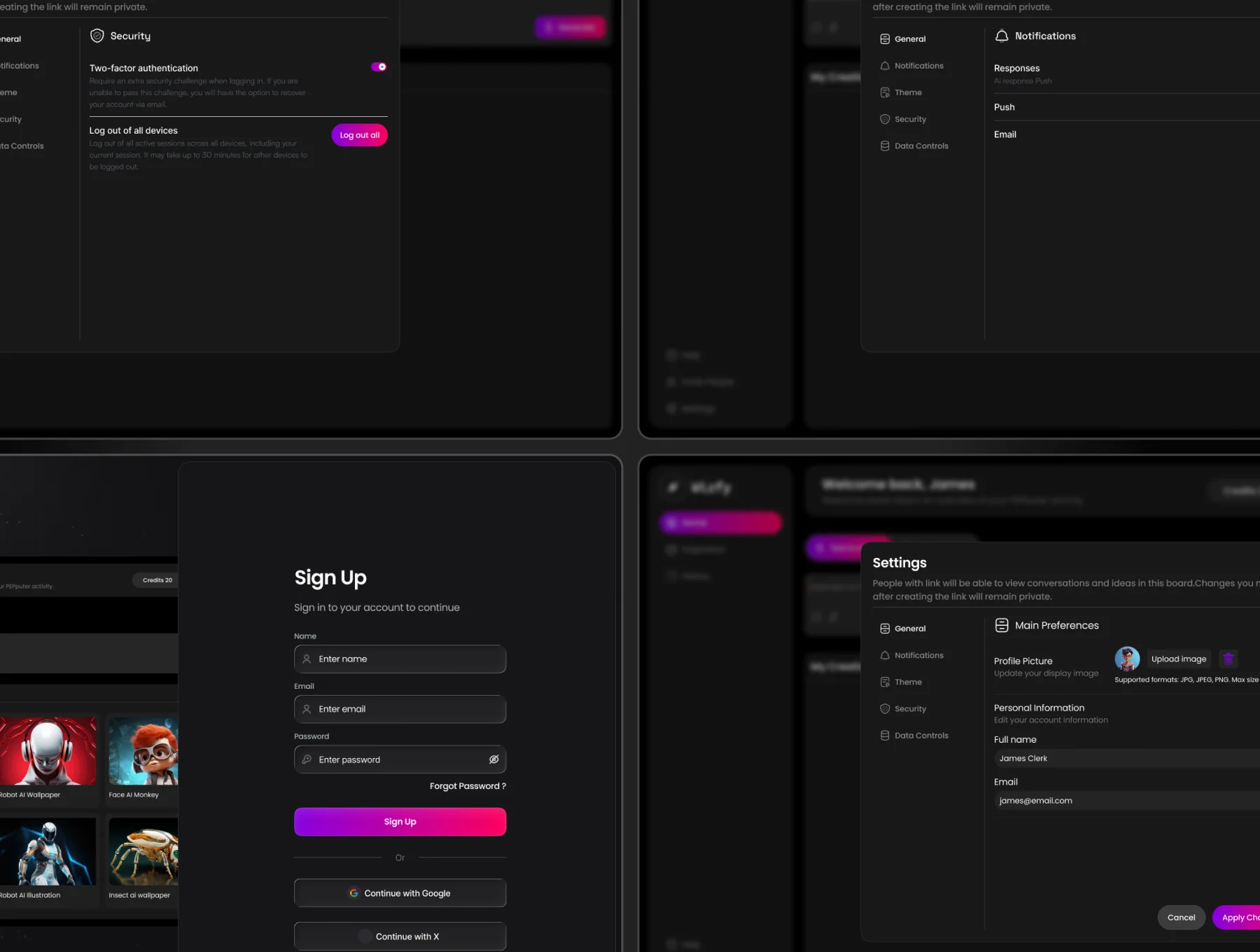 Wizfy - AI Image Generator Dashboard UI Kit 2