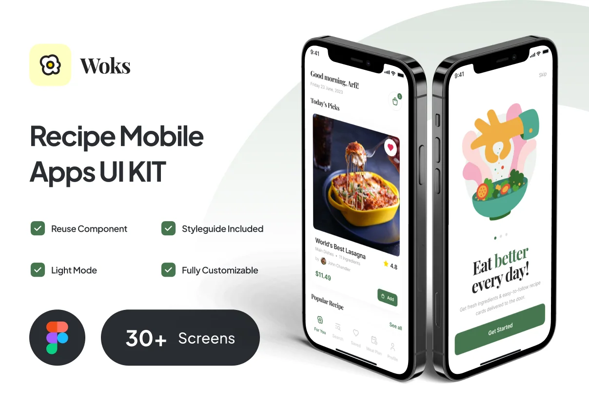 Cooking Recipe Mobile App UI Kit - Woks