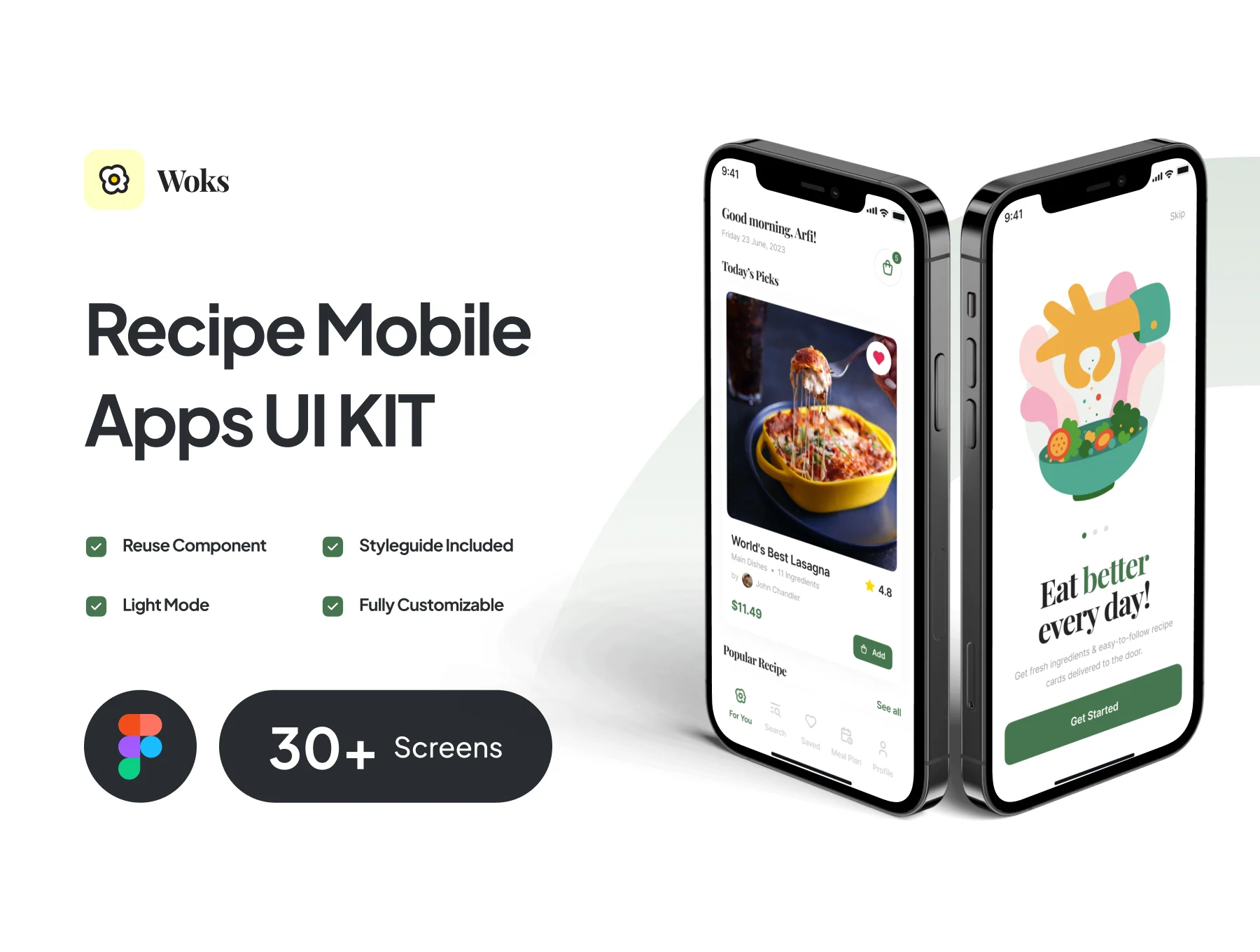 Cooking Recipe Mobile App UI Kit - Woks