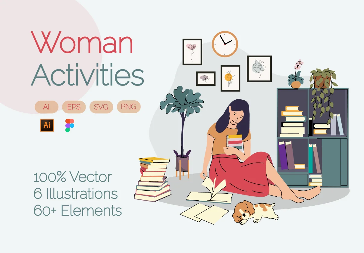 Woman Activities Illustration