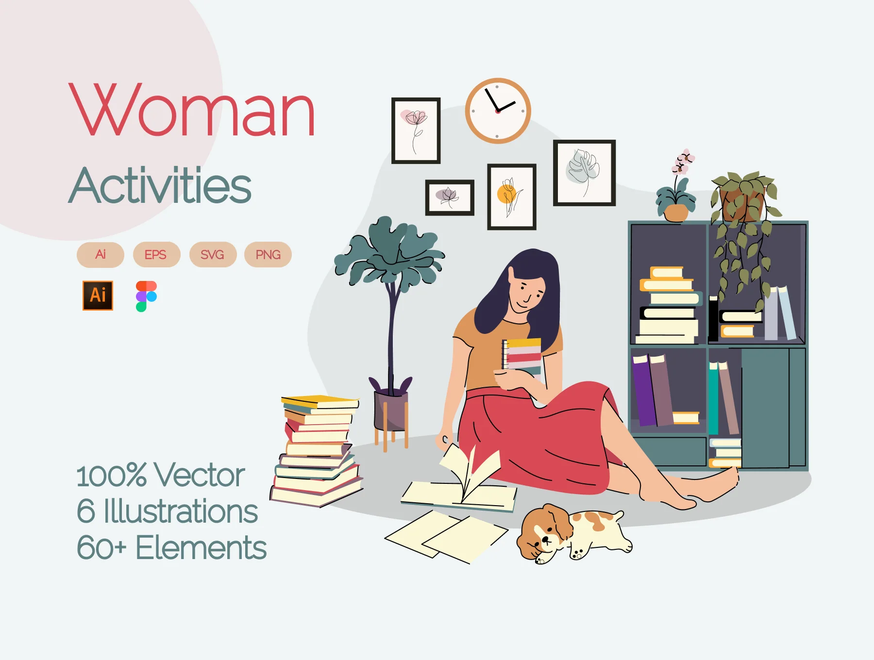Woman Activities Illustration
