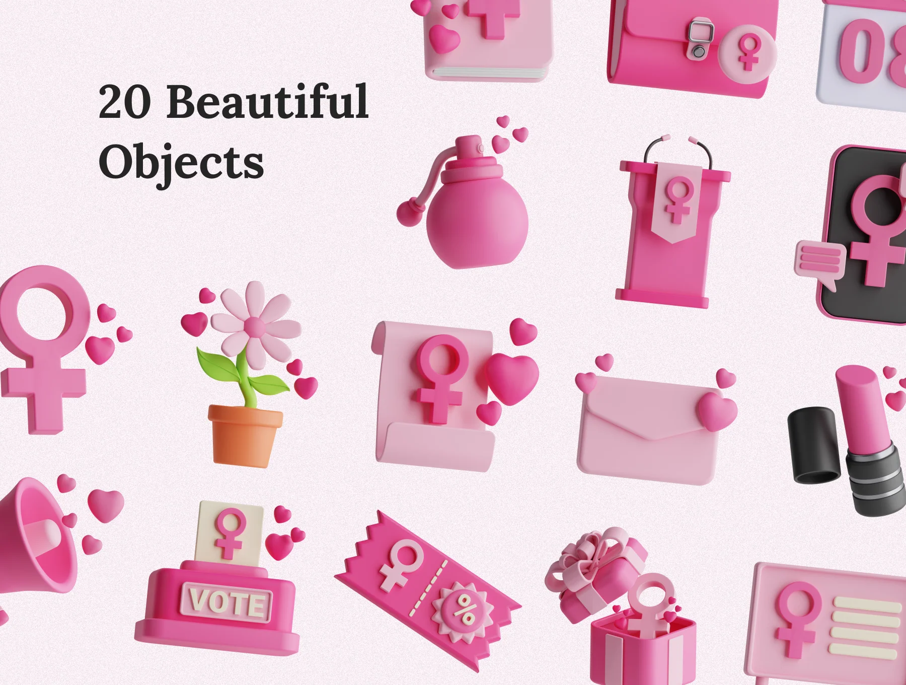 Women's Day 3D Icon Set 6