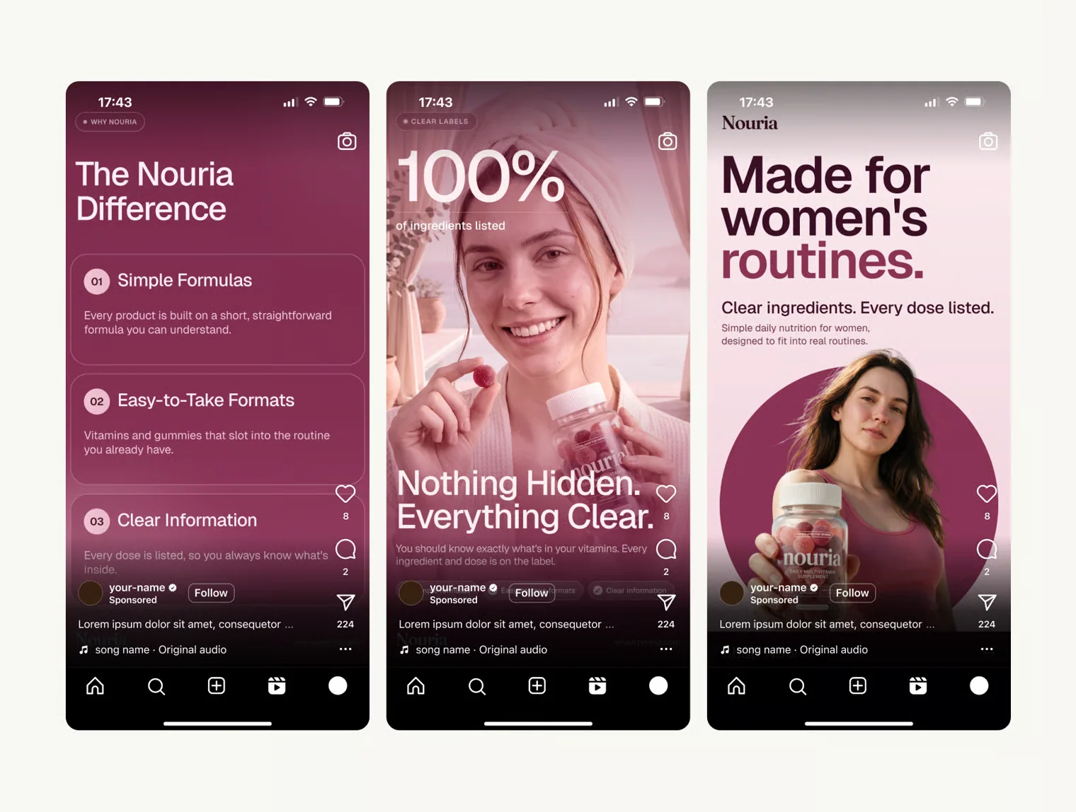 Women's Vitamin Supplement Brand Social Media Templates 4