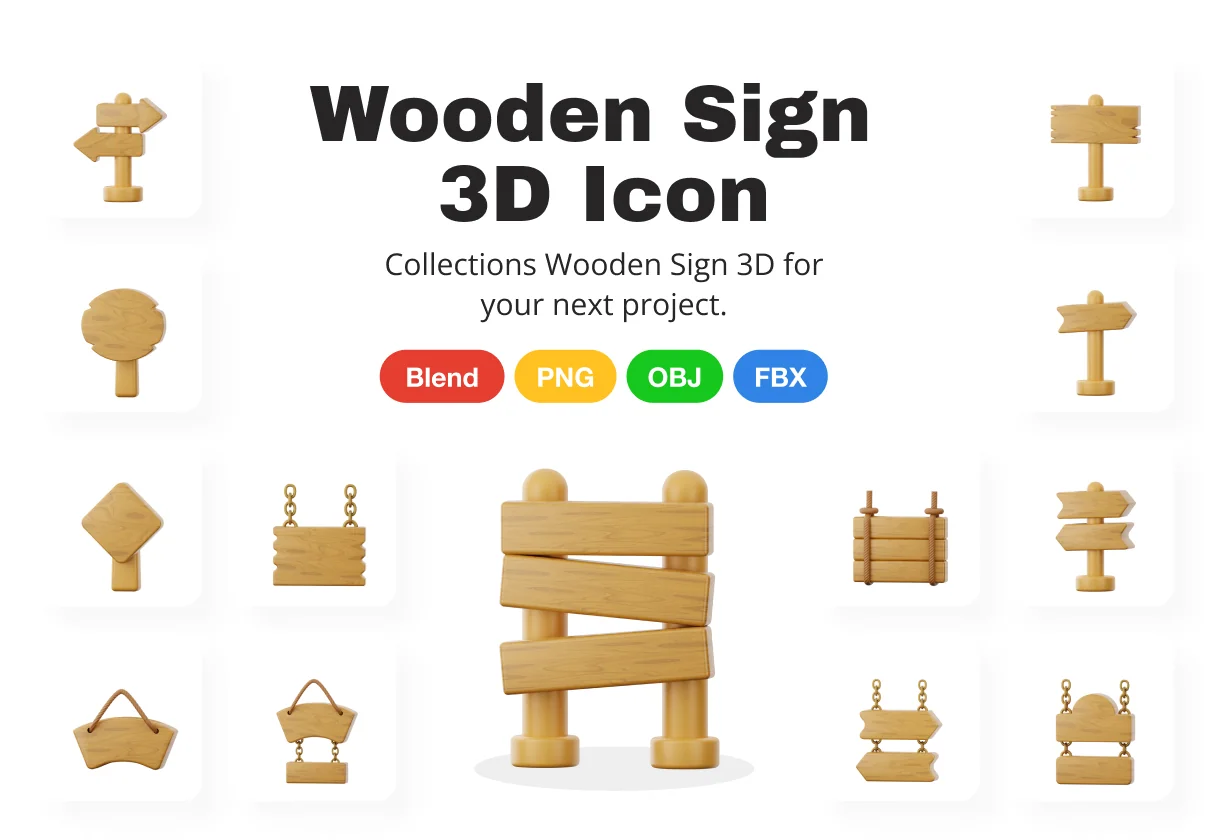 Wooden Sign 3D Icon