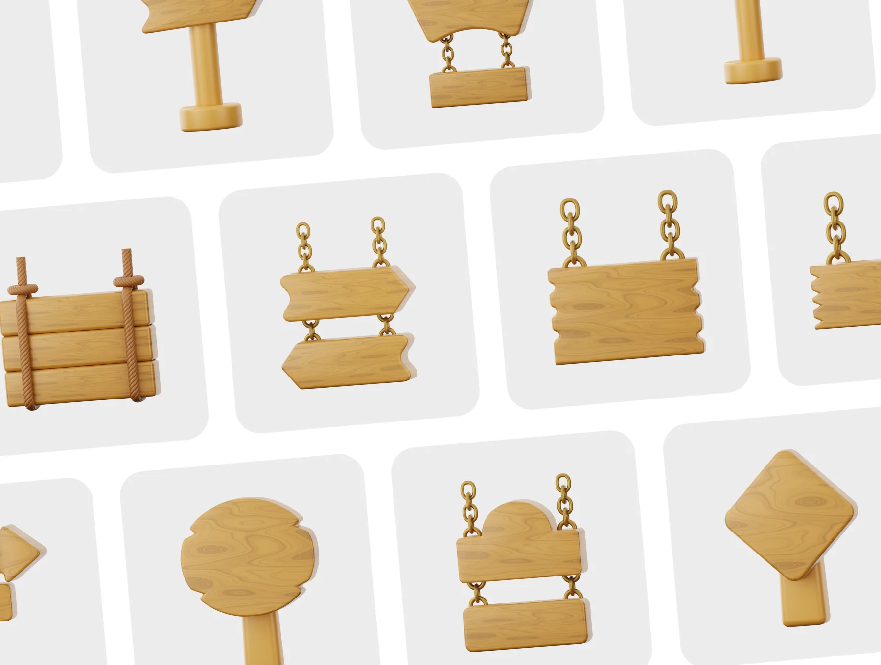 Wooden Sign 3D Icon 6