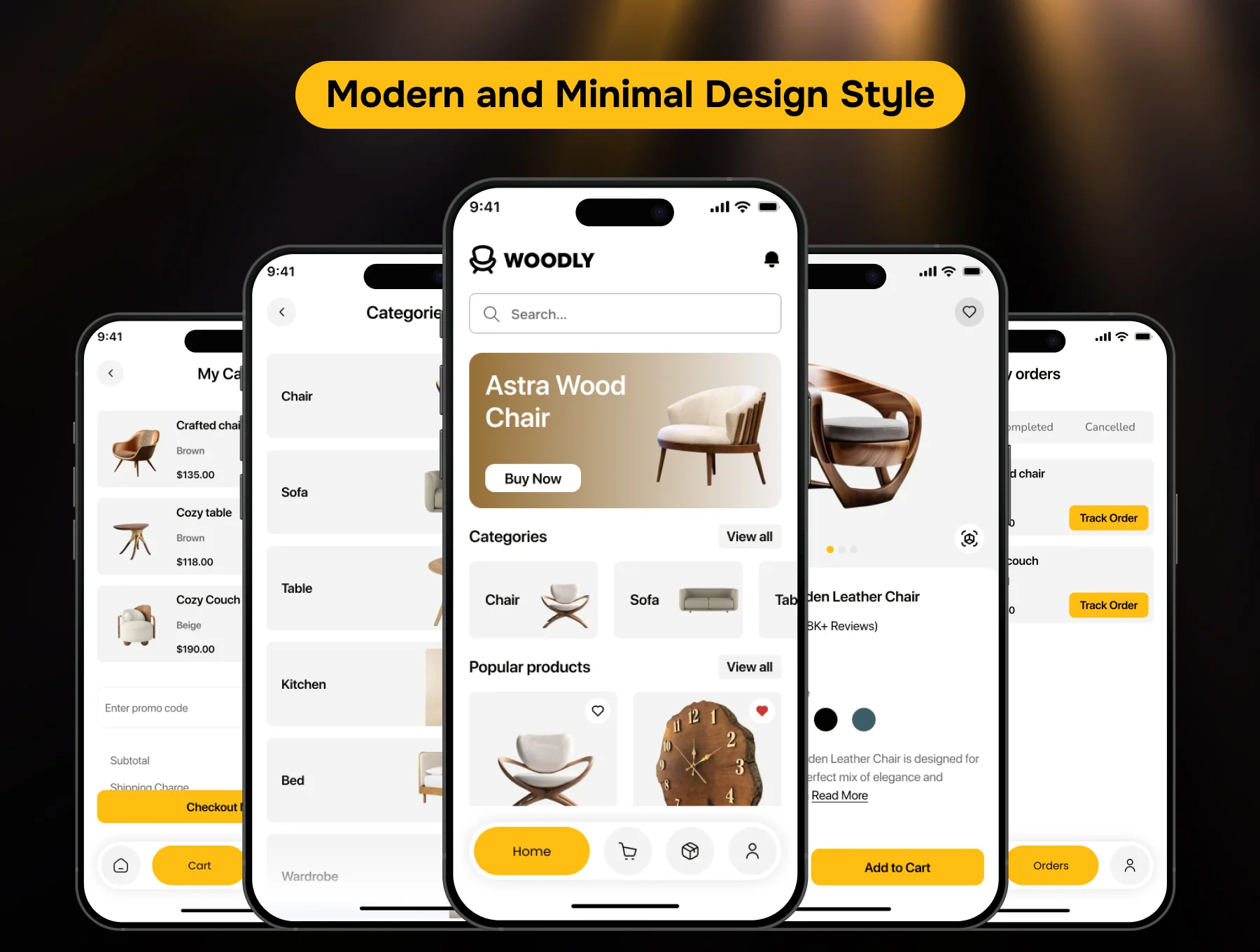 🌿 WOODLY – E-commerce Mobile App UI Kit with AR 3