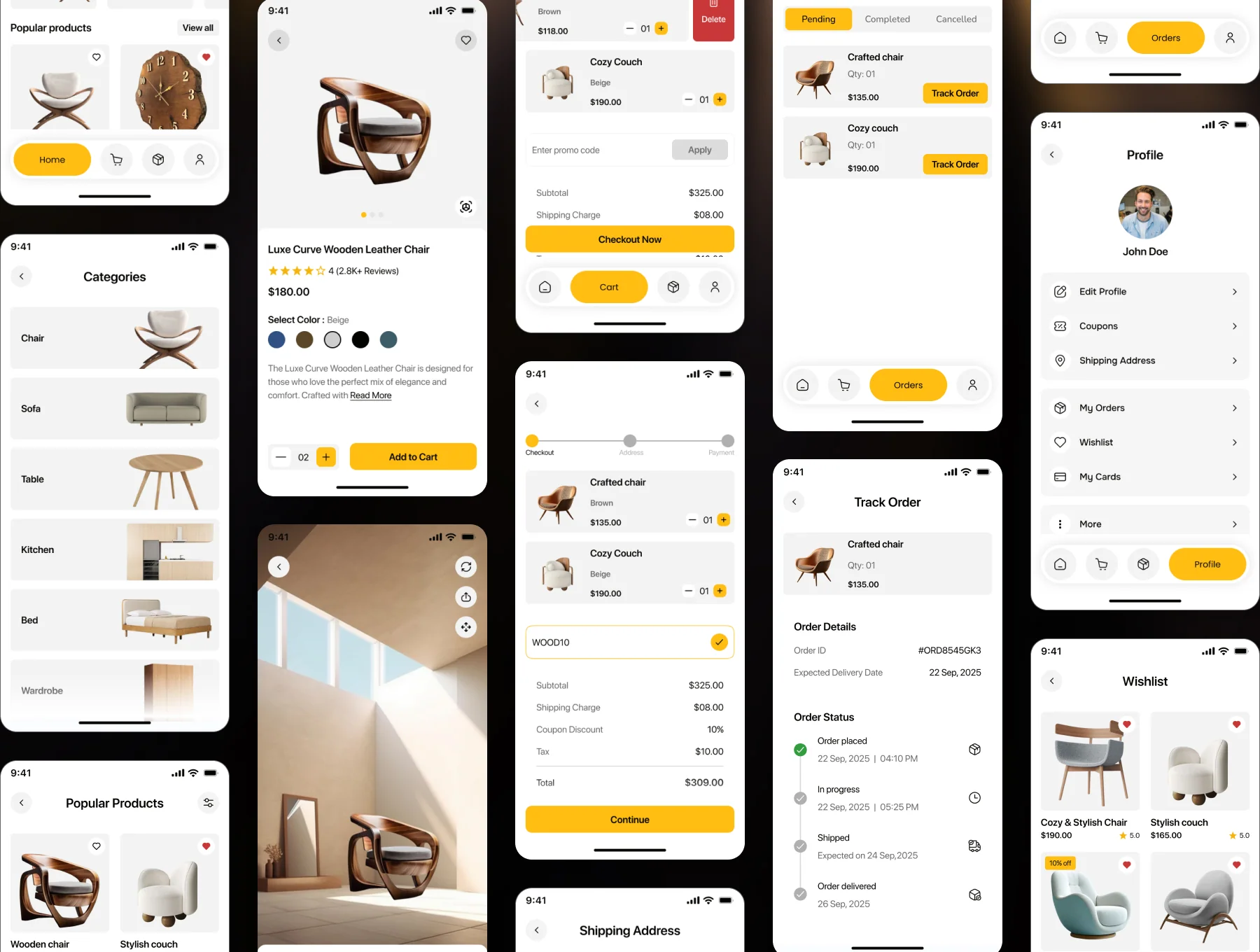 🌿 WOODLY – E-commerce Mobile App UI Kit with AR 4