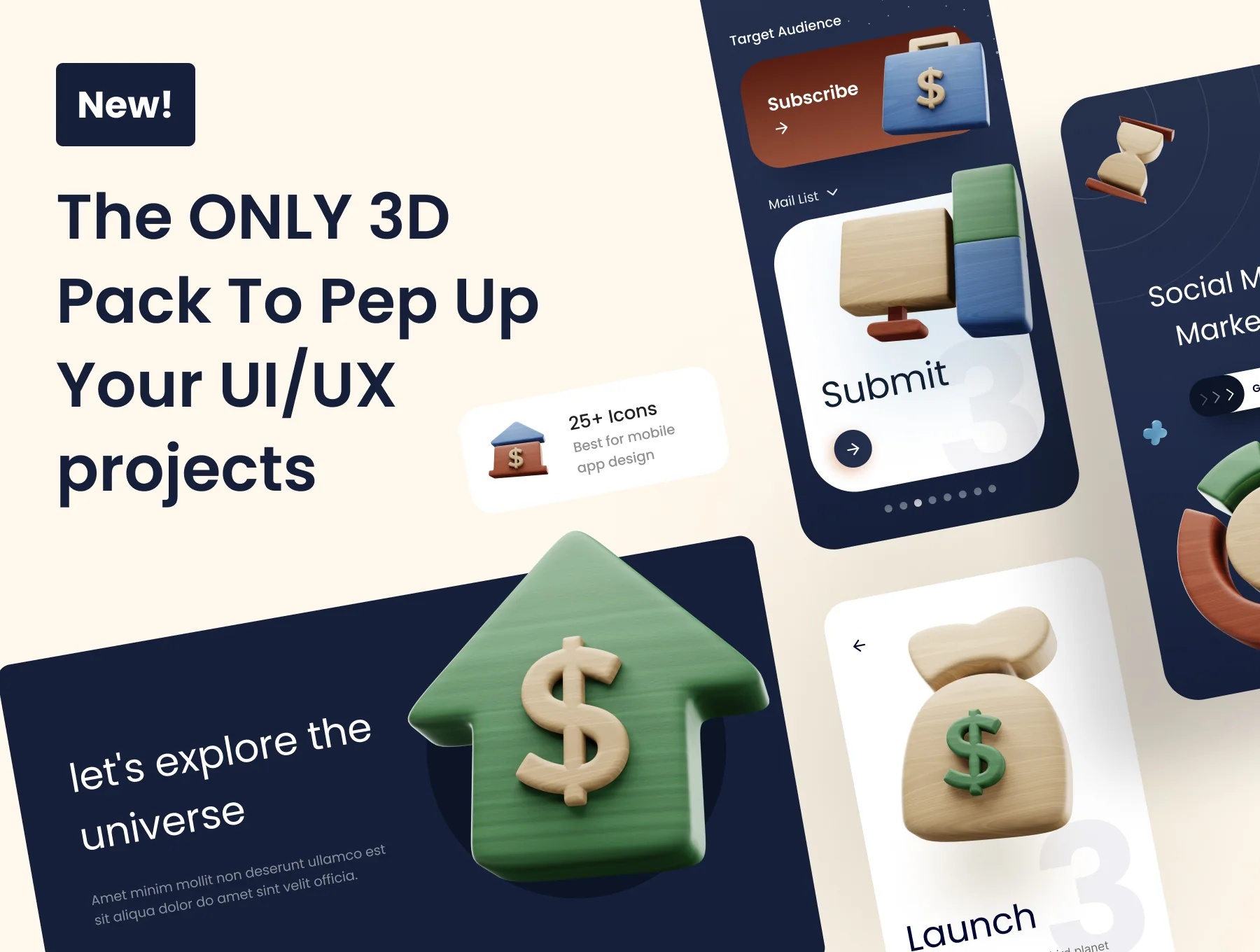 WooT -  Business 3D Icon Pack with wooden texture. 3