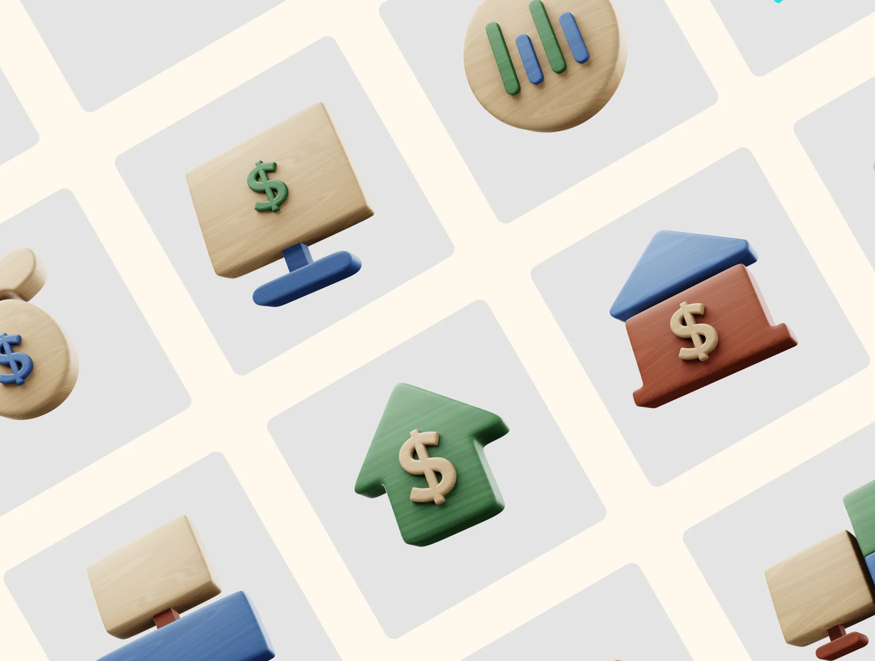 WooT -  Business 3D Icon Pack with wooden texture. 5