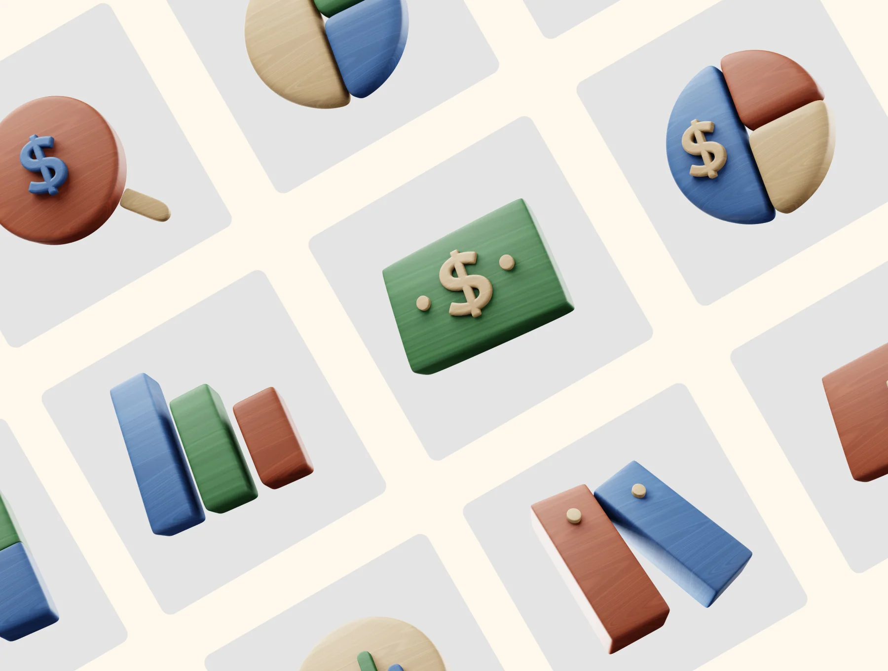 WooT -  Business 3D Icon Pack with wooden texture. 6