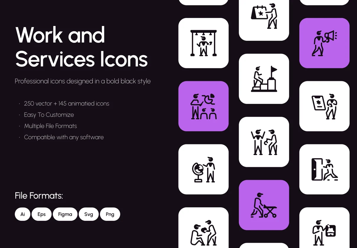 Work and Services Icon Set Bundle