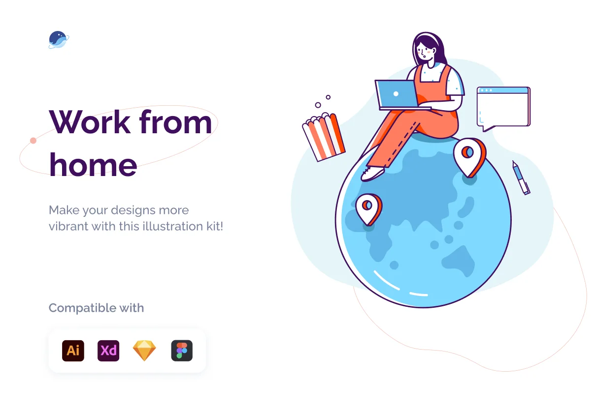 Work From Home Illustration Kit