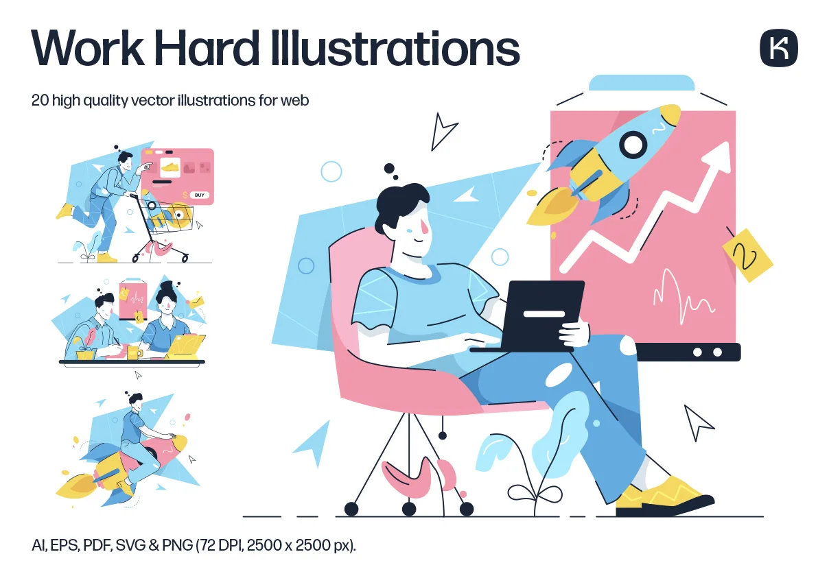 Work Hard Illustrations