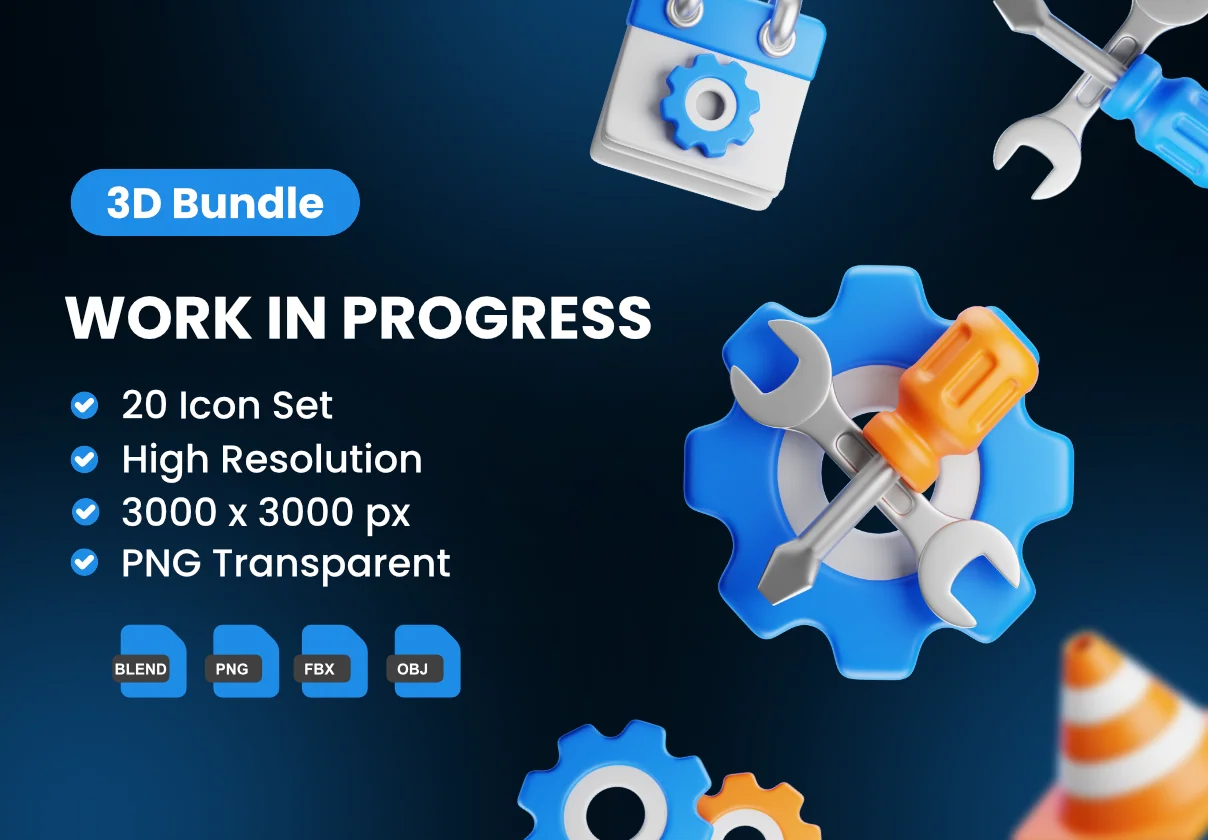 Work In Progress 3D Icons Packs