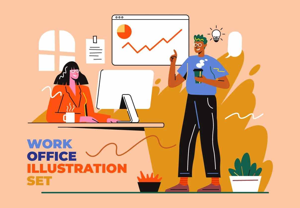 Work Office Illustration Set