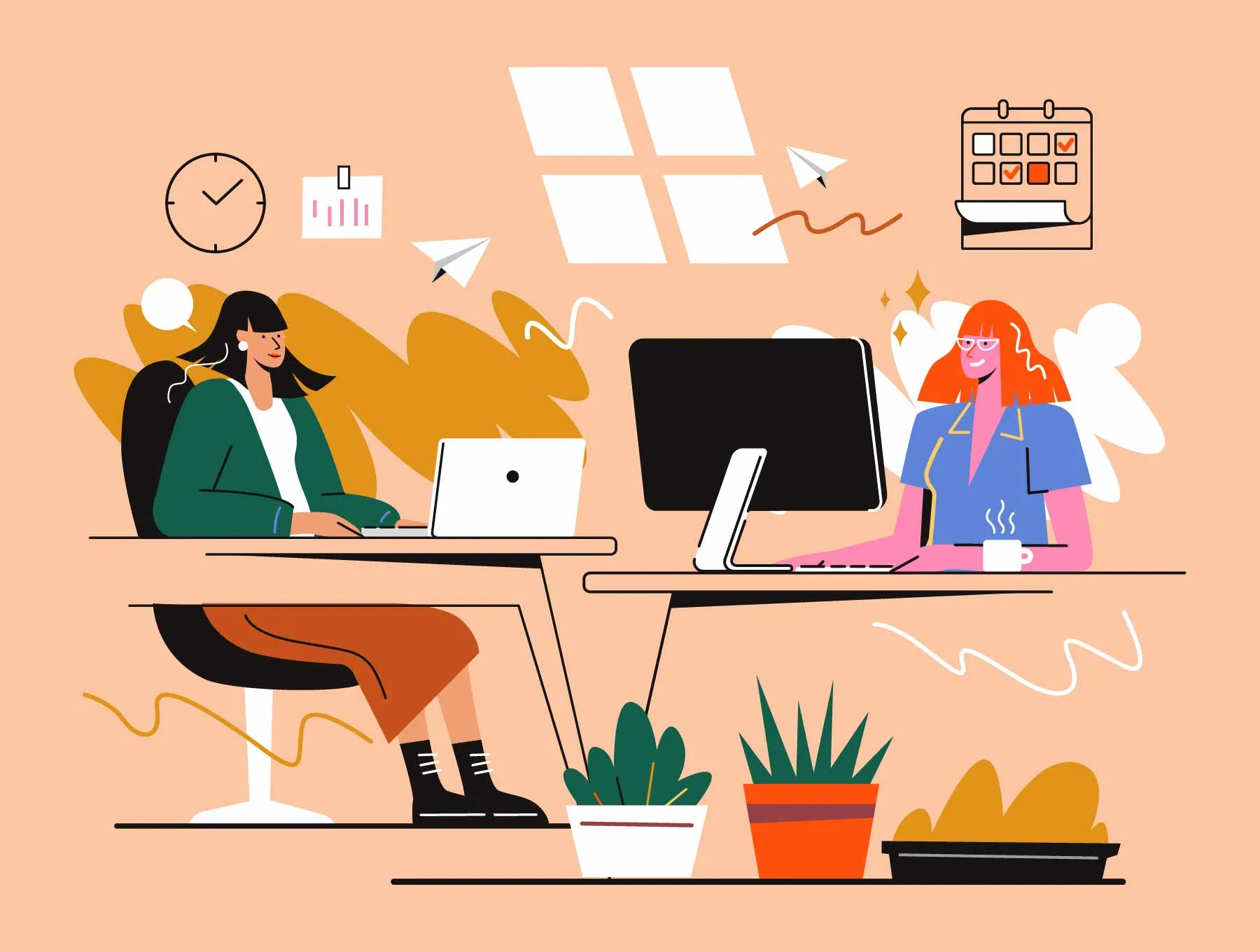 Work Office Illustration Set